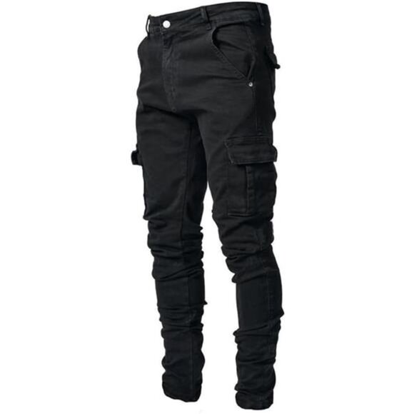Men's Casual Stylish Straight Slim Fit Jeans Young Hiphop Skinny Denim Pants - Picture 2 of 6